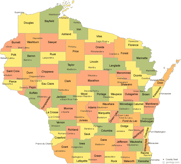 Wisconsin County map
